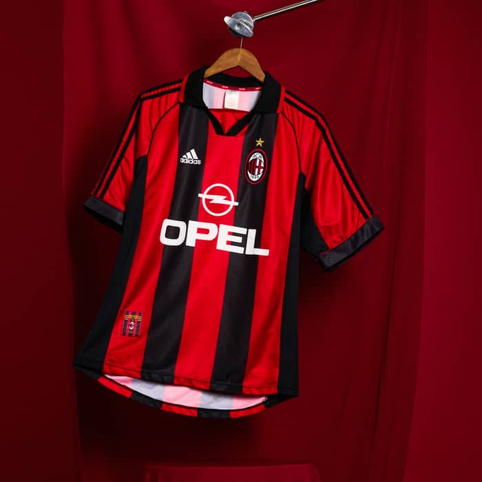 1998-00 AC Milan Home Shirt Weah #9 - 8/10 - (M)