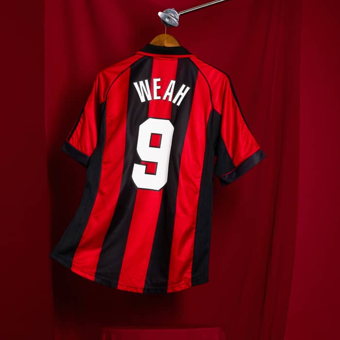 1998-00 AC Milan Home Shirt Weah #9 - 8/10 - (M)