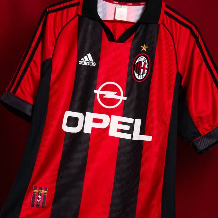 1998-00 AC Milan Home Shirt Weah #9 - 8/10 - (M)