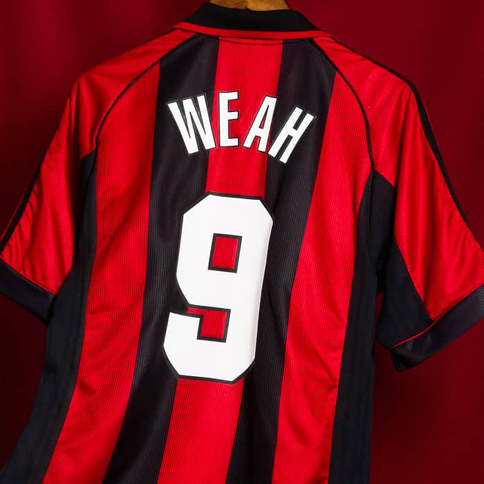 1998-00 AC Milan Home Shirt Weah #9 - 8/10 - (M)