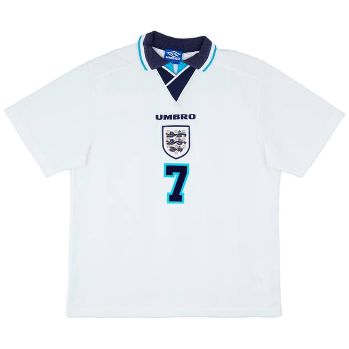 1995-97 England Home Shirt Beckham #7 - 7/10 - (XL)