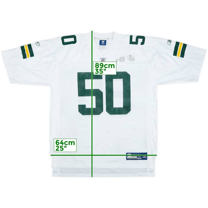 2008-11 Green Bay Packers Hawk #50 Reebok On Field Away Jersey - 4/10 - (XL)