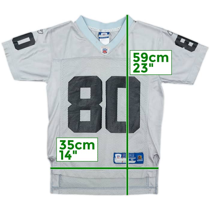 2004 Oakland Raiders Rice #80 Reebok On Field Alternate Jersey - 6/10 - (S.Boys)