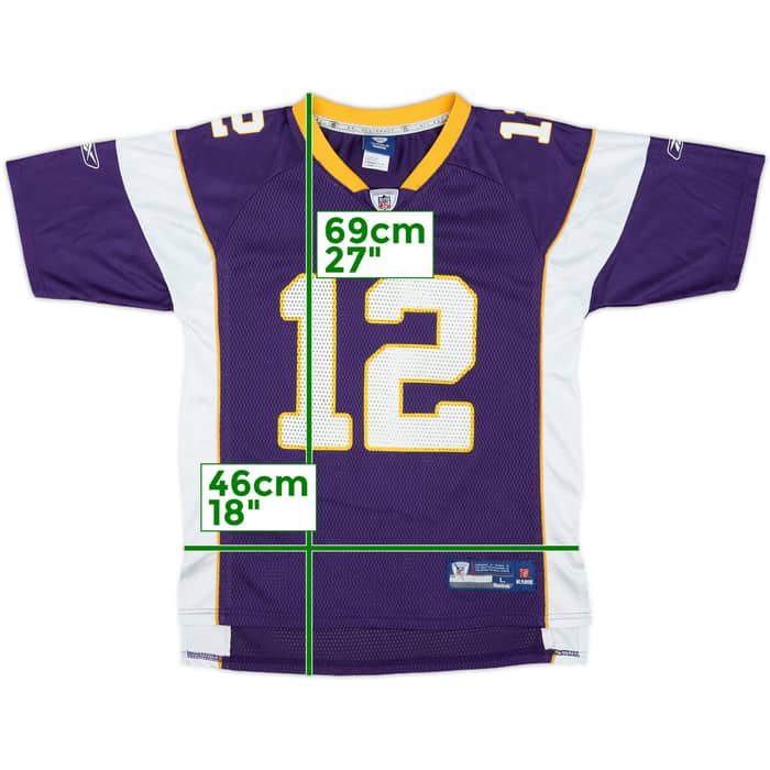 2009-11 Minnesota Vikings Harvin #12 Reebok On Field Home Jersey - 8/10 - (L.Boys)
