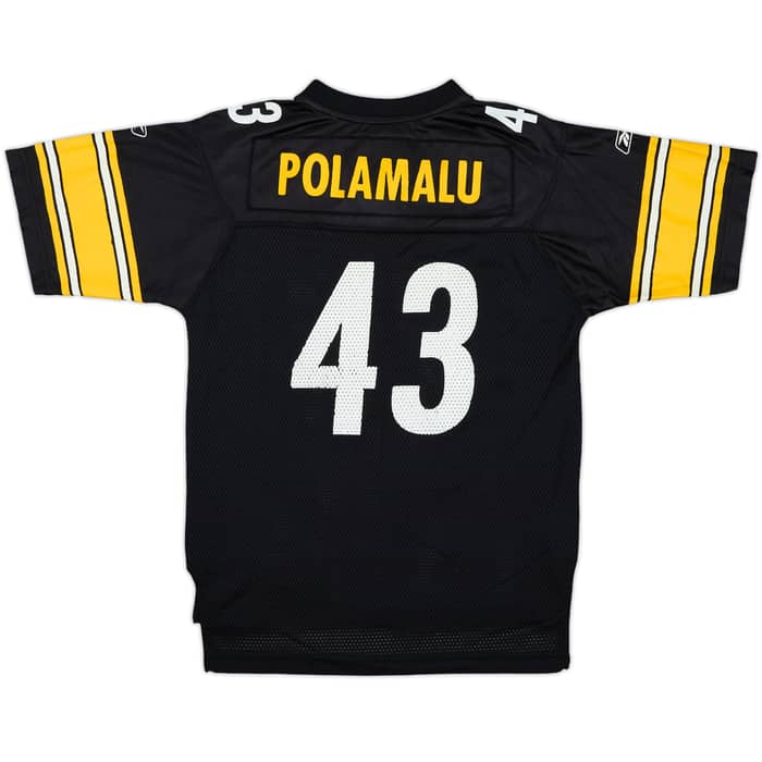 2008-11 Pittsburgh Steelers Polamalu #43 Reebok On Field Home Jersey - 6/10 - (L.Boys)
