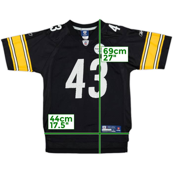 2008-11 Pittsburgh Steelers Polamalu #43 Reebok On Field Home Jersey - 6/10 - (L.Boys)