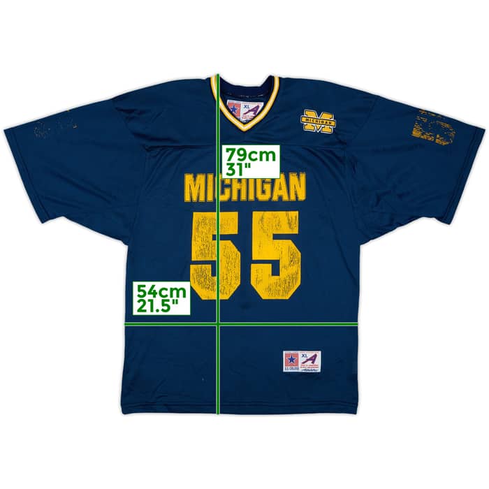 1990s Michigan Wolverines #55 U.S. College Home Jersey - 5/10 - (XL)