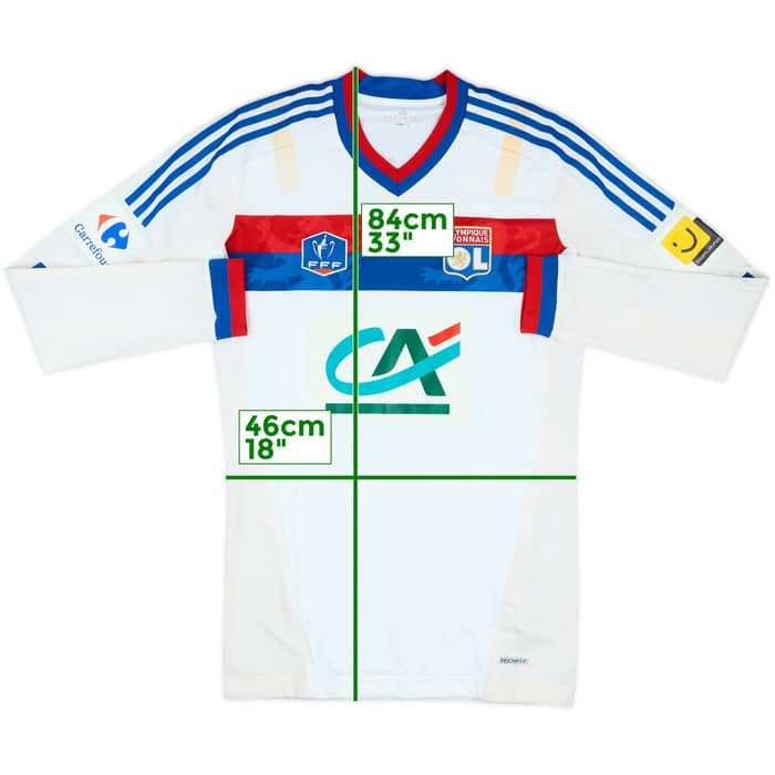 2011-12 Lyon Player Issue Techfit Coupe de France Home L/S Shirt - 7/10 - (XL)