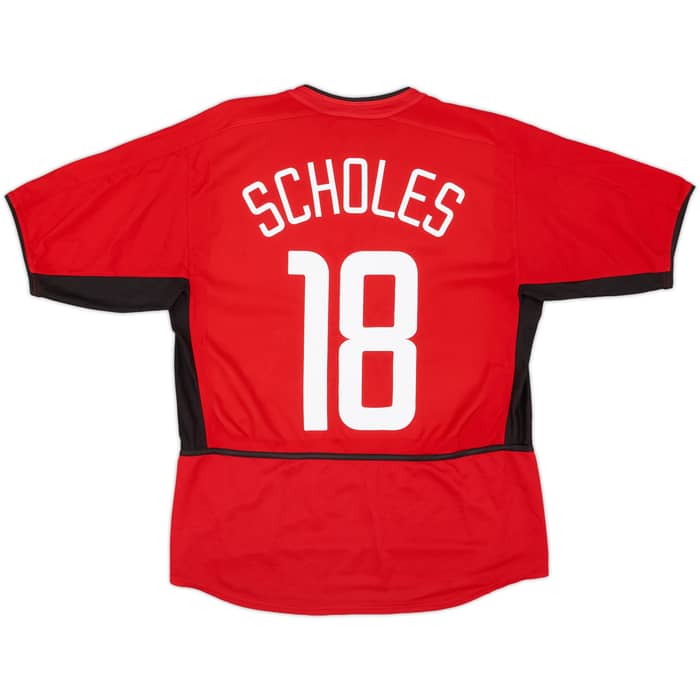 2002-04 Manchester United Home Shirt Scholes #18 - 6/10 - (L)