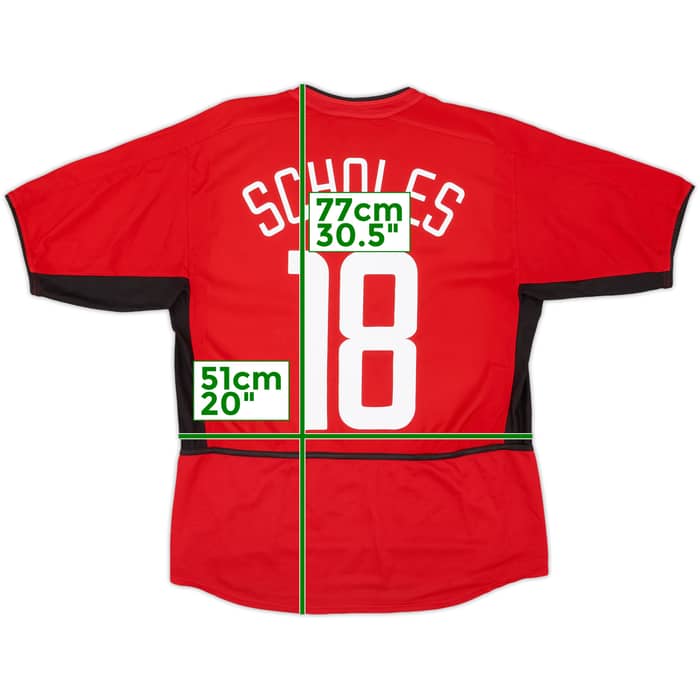 2002-04 Manchester United Home Shirt Scholes #18 - 6/10 - (L)