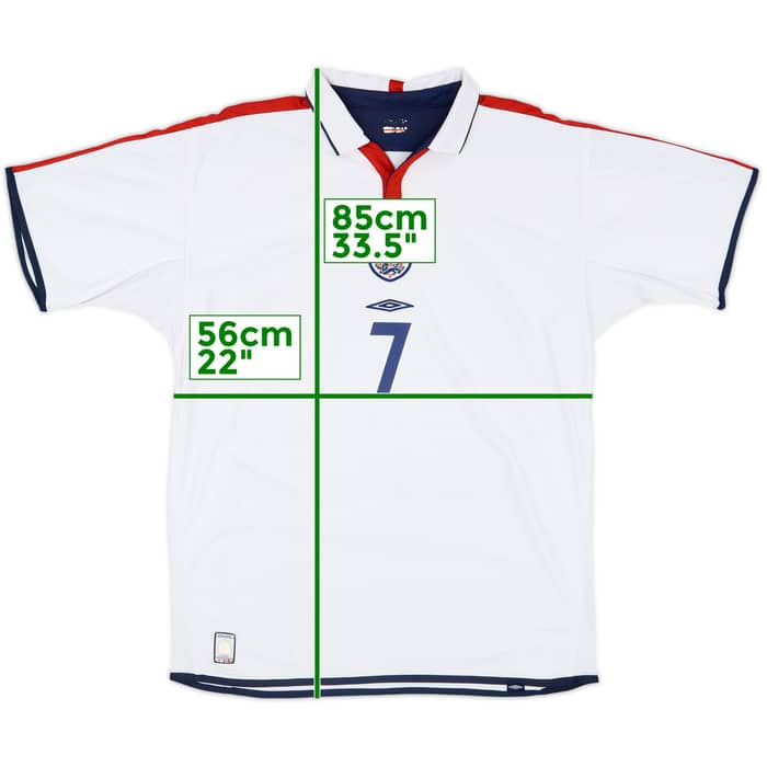 2003-05 England Home Shirt Beckham #7 - 5/10 - (XL)