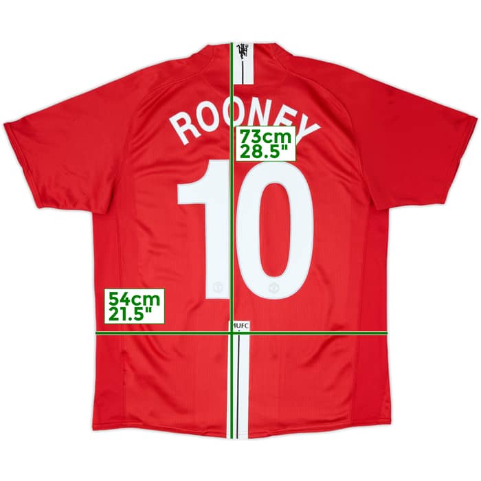 2007-09 Manchester United Home Shirt Rooney #10 - 8/10 - (L)