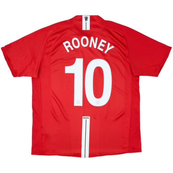 2007-09 Manchester United Home Shirt Rooney #10 - 8/10 - (XL)