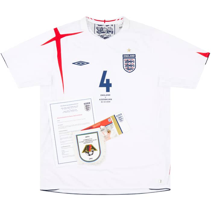 2005 England Match Issue Home Shirt Gerrard #4 (v Azerbaijan)