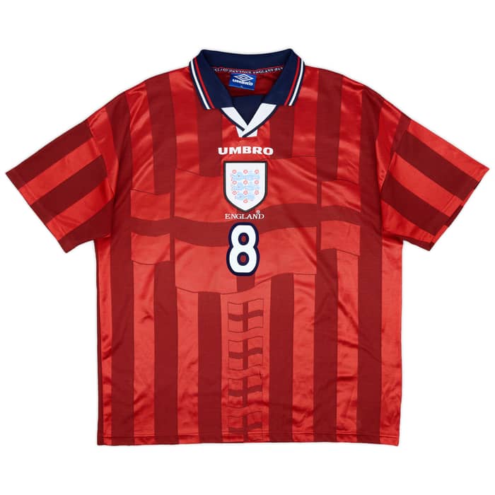 1997-99 England Away Shirt Gascoigne #8 - 5/10 - (XL)