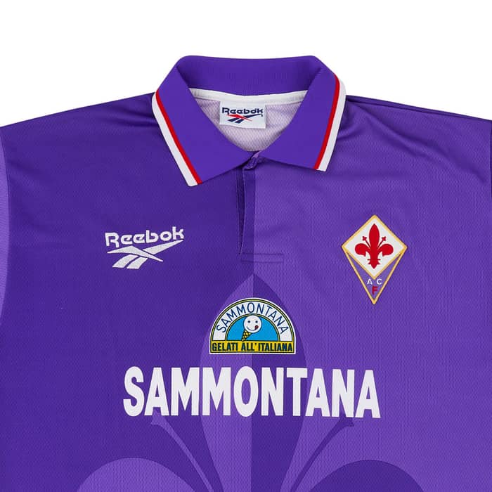 1995-96 Fiorentina Match Worn Home Shirt Piacentini #4 (v Roma)