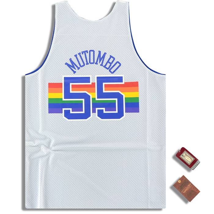 (Amazon) Mitchell & Ness Denver Nuggets Mutombo #55 Reversible Jersey