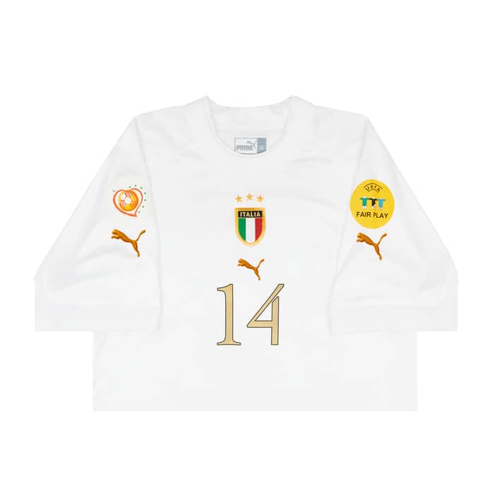 2004 Italy Match Worn European Championship Away Shirt Fiore #14 (v Denmark)