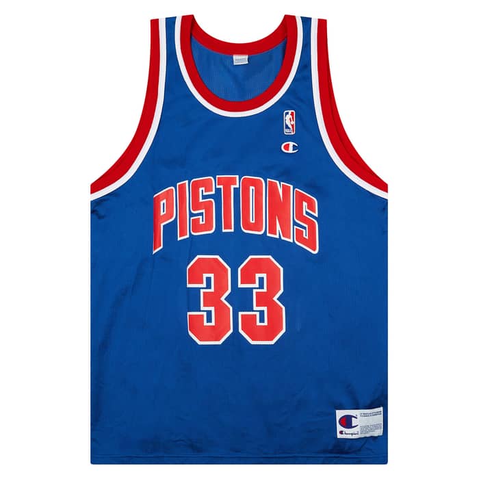 1995-96 Detroit Pistons Hill #33 Champion Away Jersey (Excellent) XL