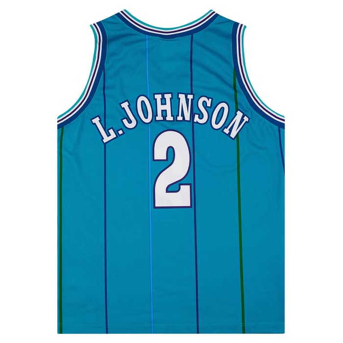 1992-96 Charlotte Hornets Johnson #2 Champion Away Jersey (Excellent) XL