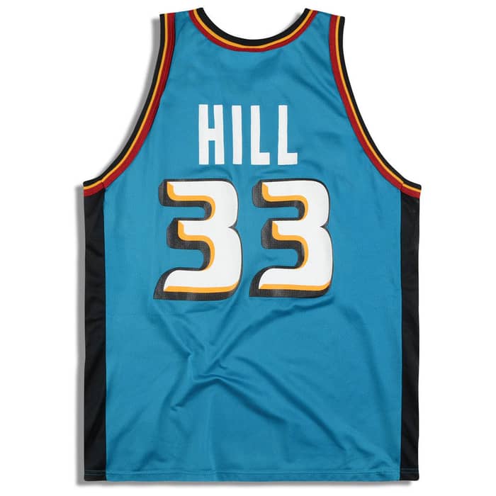 1996-00 Detroit Pistons Hill #33 Champion Jersey (Away) M