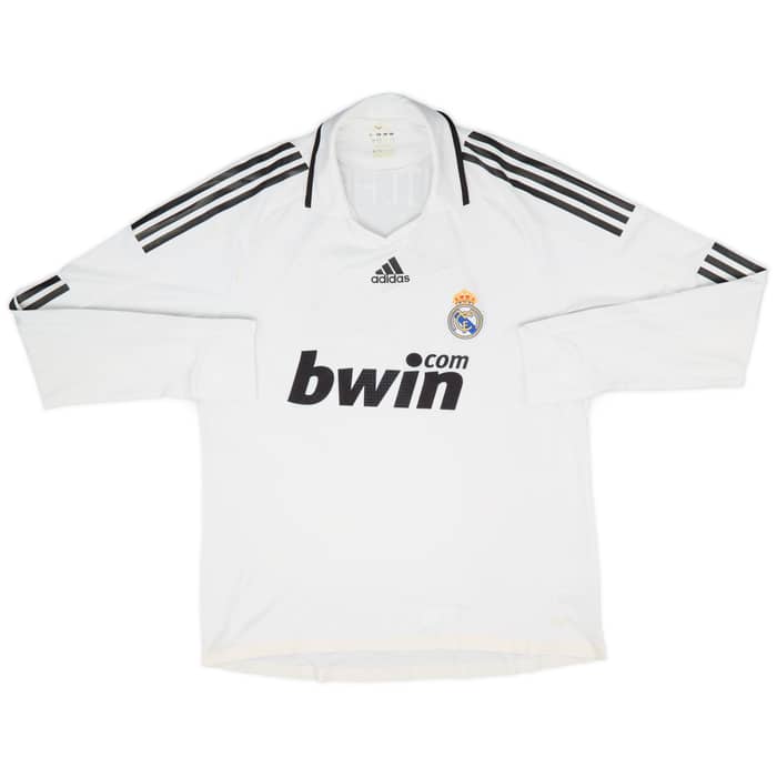 2008-09 Real Madrid Player Issue Home L/S Shirt Guti. Haz #14 - 4/10 - (XL)