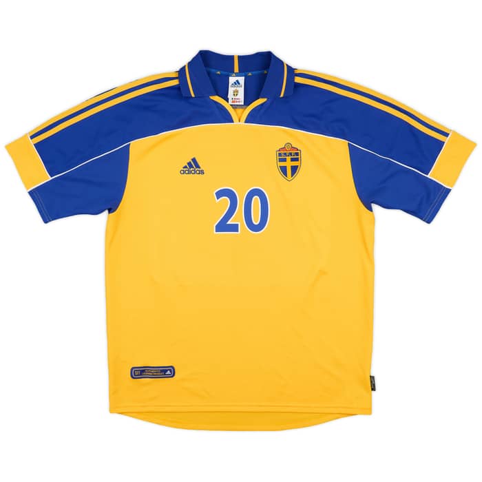 2000-02 Sweden Home Shirt Larsson #20 - 9/10 - (L)