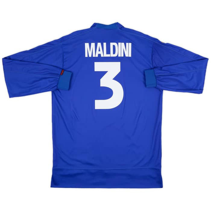 1998-99 Italy Home L/S Shirt Maldini #3 - 8/10 - (XL)