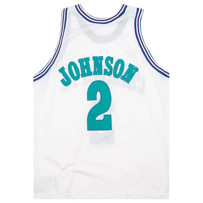 1991-95 Charlotte Hornets Johnson #2 Champion Jersey (Home) XL
