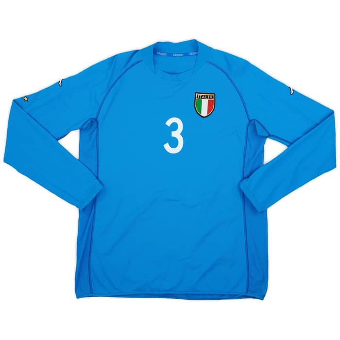 2002 Italy Home L/S Shirt Maldini #3 - 8/10 - (XXL)