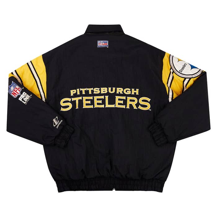 1990s Pittsburgh Steelers Logo Athletic Rain Coat L