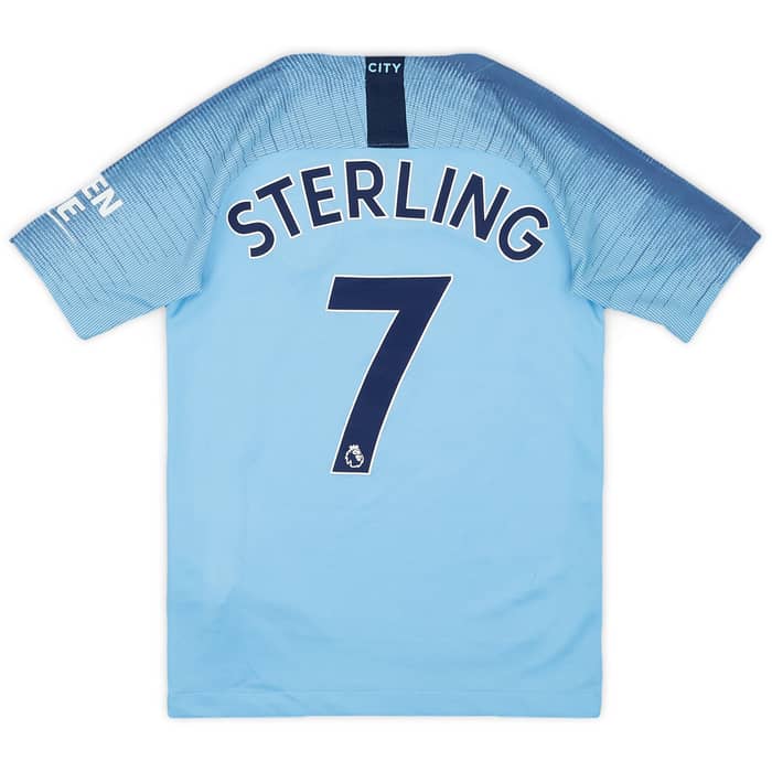 2018-19 Manchester City Home Shirt Sterling #7 - 9/10 - (S.Boys)