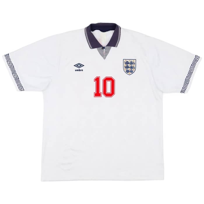 1990-92 England Home Shirt Lineker #10 - 8/10 - (XL)