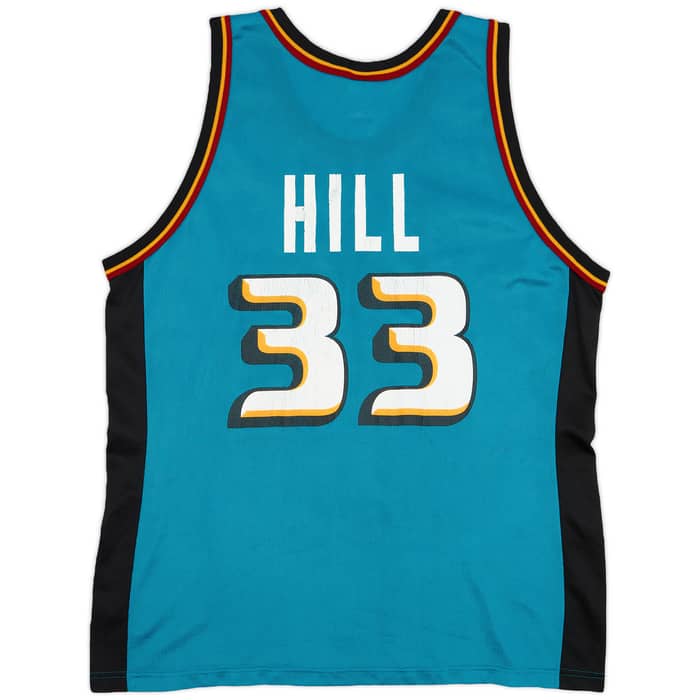 1996-00 Detroit Pistons Hill #33 Champion Away Jersey - 6/10 - (XL)