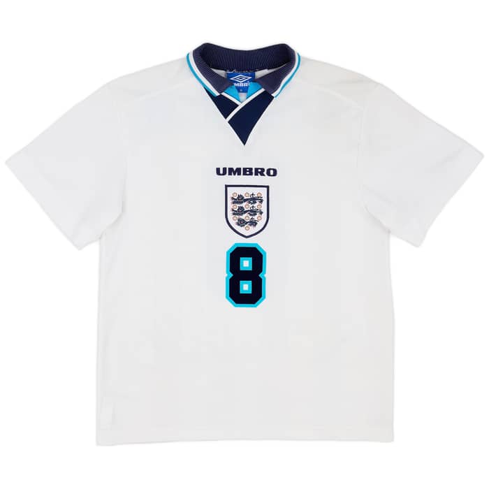 1995-97 England Home Shirt Gascoigne #8 - 7/10 - (M)