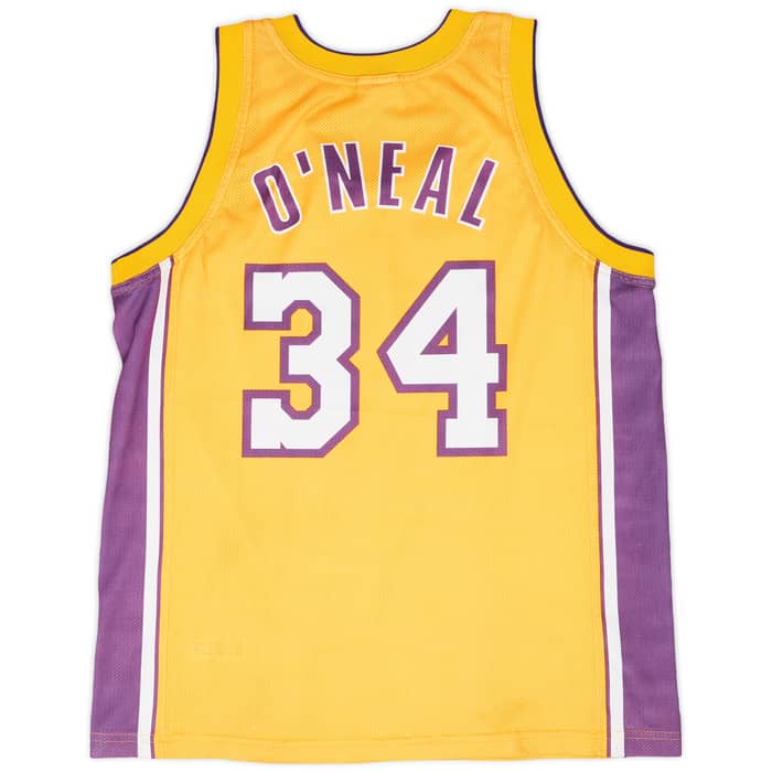 1999-04 LA Lakers O'Neal #34 Champion Home Jersey - 6/10 - (M)