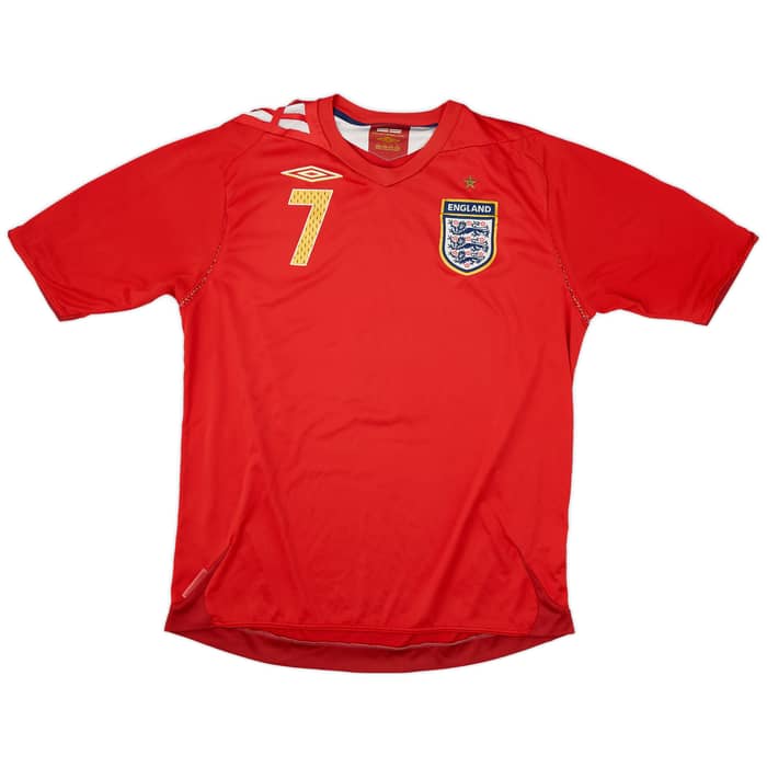 2006-08 England Away Shirt Beckham #7 - 6/10 - (L)