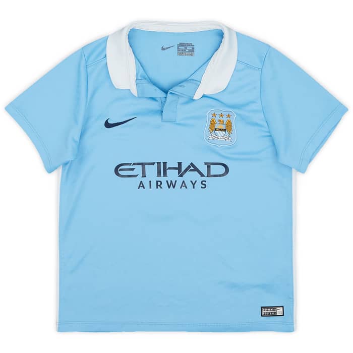 2015-16 Manchester City Home Shirt Kun Aguero #10 - 8/10 - (7-8 Boys)