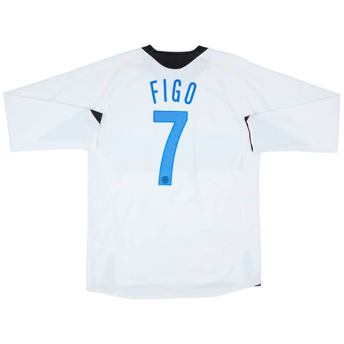 2005-06 Inter Milan Player Issue Away L/S Shirt Figo #7 - 6/10 - (XL)