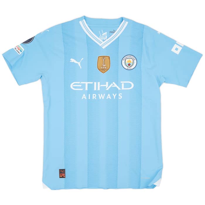 2023-24 Manchester City Match Issue Champions League Home Shirt Lewis #82