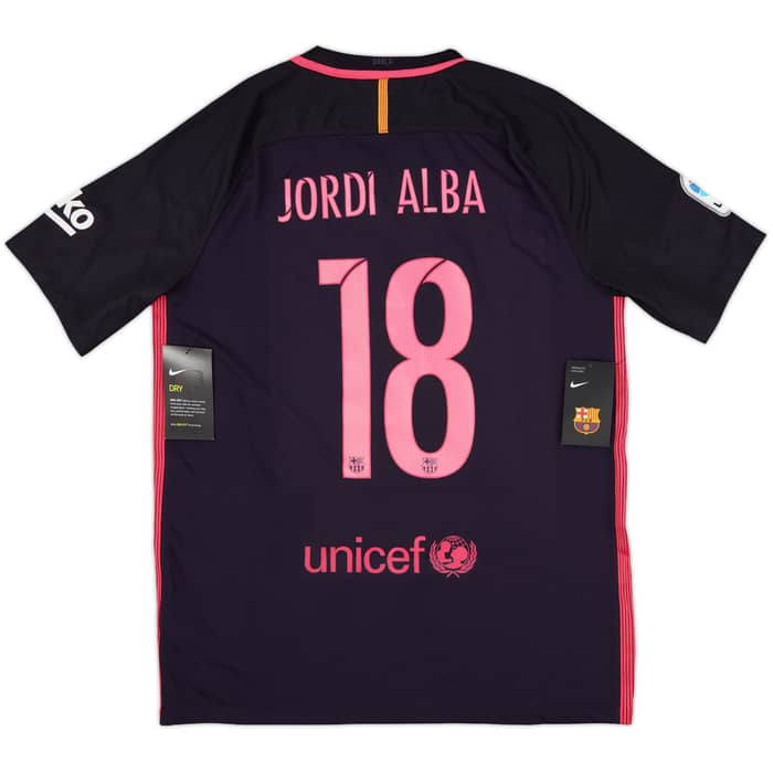 2016-17 Barcelona Away Shirt Jordi Alba #18 (L)