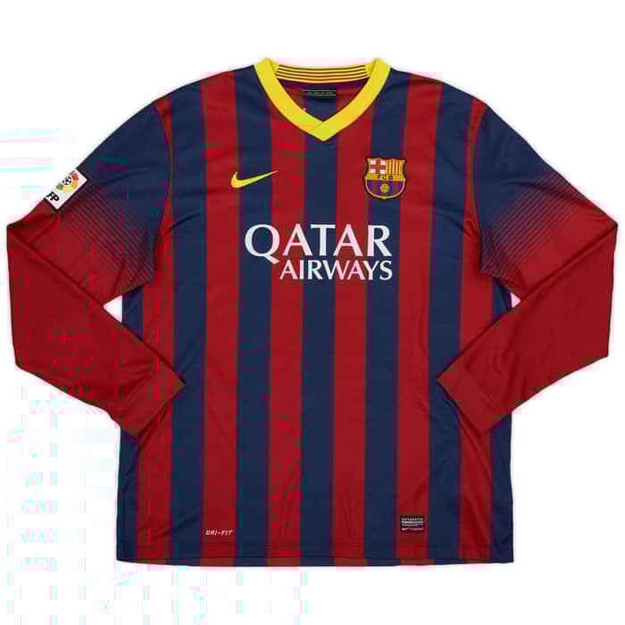 2013-14 Barcelona Home L/S Shirt Messi #10 - 8/10 - (XL)