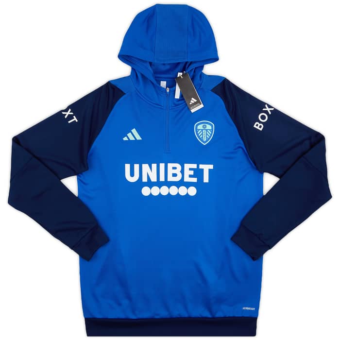 2023-24 Leeds United adidas 1/4 Zip Hooded Top