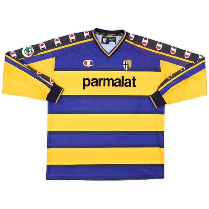 2001-02 Parma Match Issue Coppa Italia Home L/S Shirt Di Vaio #20