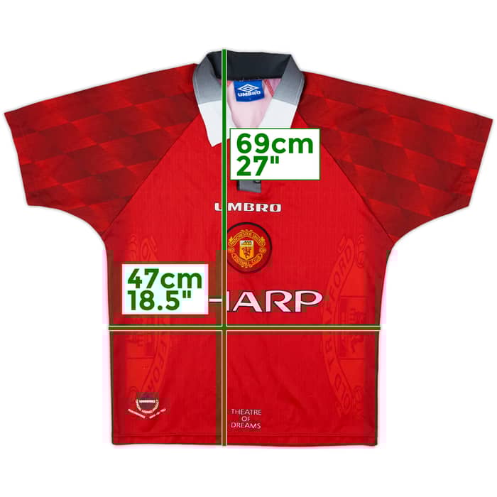 1996-98 Manchester United Home Shirt - 8/10 - (Y)