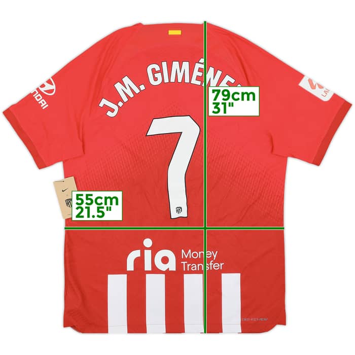 2023-24 Atletico Madrid Authentic Home Shirt J.M.Gimenez #7 (L)