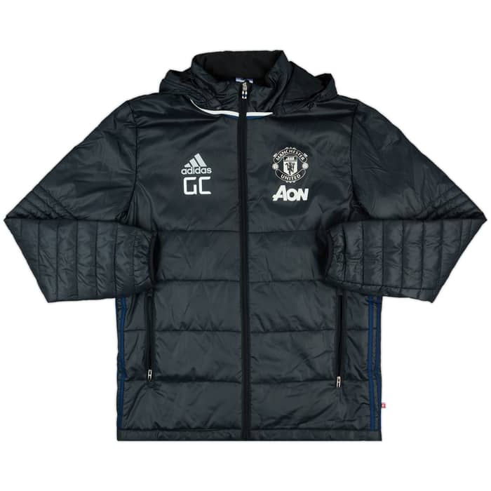 2016-17 Manchester United Staff Issue Hooded Padded Bench Coat 'GC'