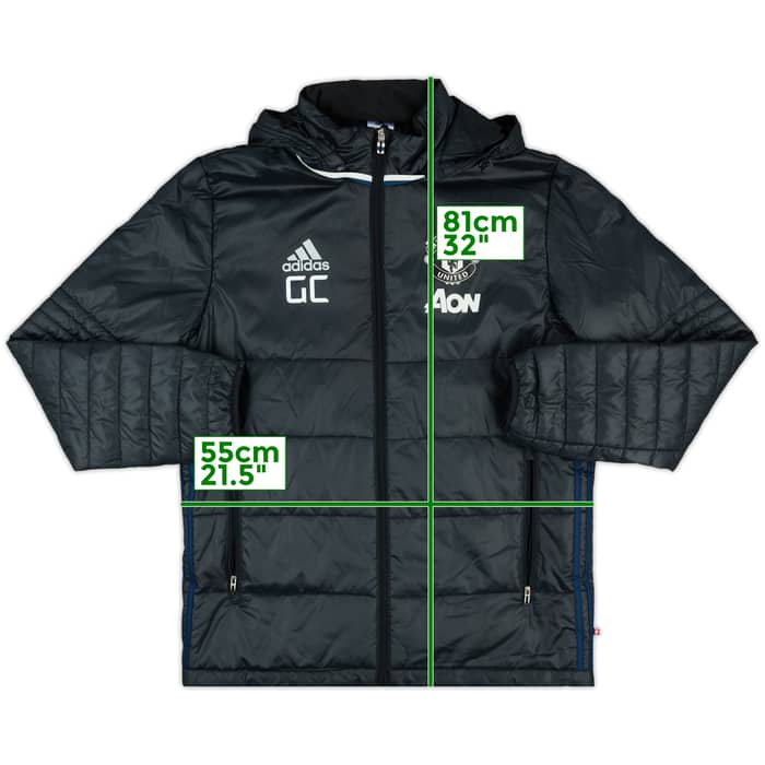 2016-17 Manchester United Staff Issue Hooded Padded Bench Coat 'GC'