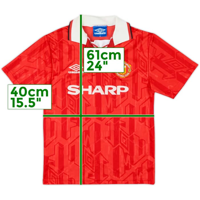 1992-94 Manchester United Home Shirt - 9/10 - (L.Boys)