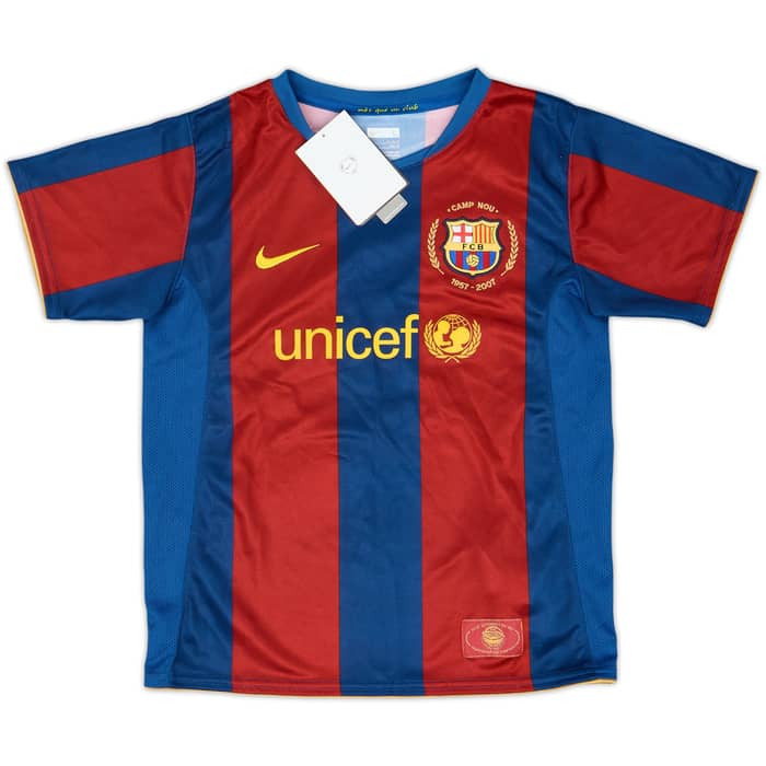 2007-08 Barcelona Home Shirt & Shorts (S.Boys)